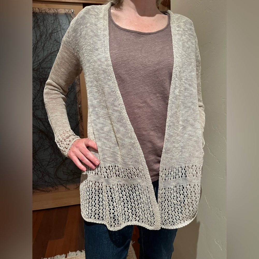 Tahari Linen Cotton Cardigan Sweater Size Small S